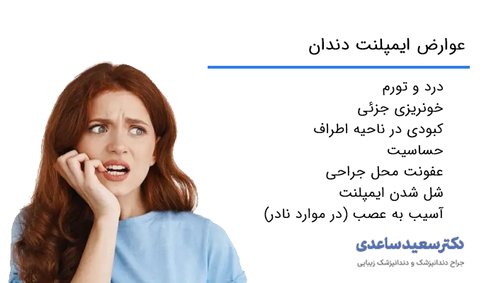 لیستی از عوارض ایمپلنت دندان